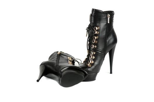 black female shoes on a white background