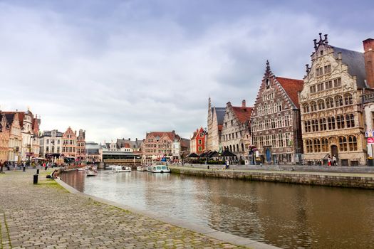 Views of the historical downtown Ghent, Belgium, June 13, 1012. By quantity of historical monuments Ghent takes the second place in Belgium.