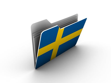 folder icon with flag of  sweden on white background