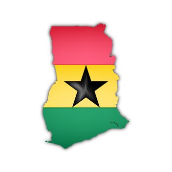 map and flag of ghana with shadow