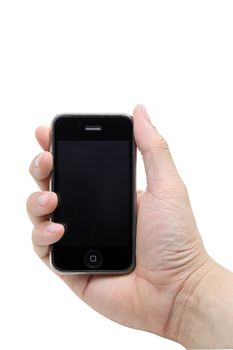 smart mobile phone in the hand isolated on white
