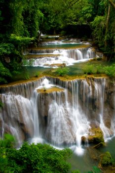 Huay Mae Khamin Forth Level, Paradise Waterfall located in deep forest of Thailand
