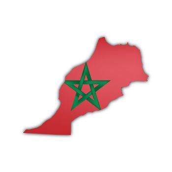 map of morocco with flag and shadow