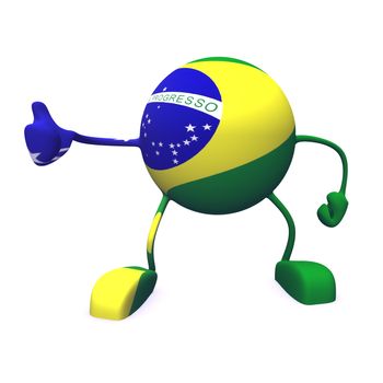 yes and  brazil flag on character on white background