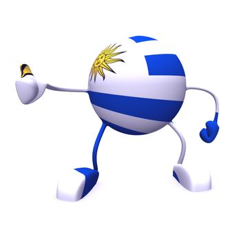 yes and  uruguay flag on character on white background