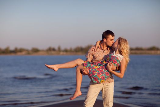 happy couple on the beach