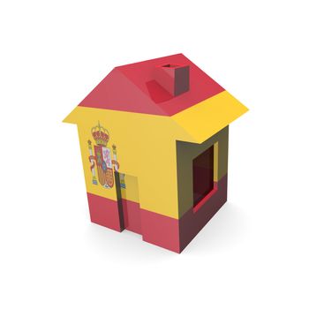 house 3d with flag of spain