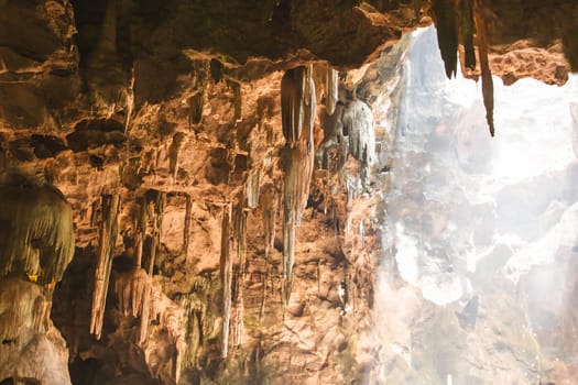 Sun Light in the cave at Khaoluang, Phetchaburi Province, Thailand.