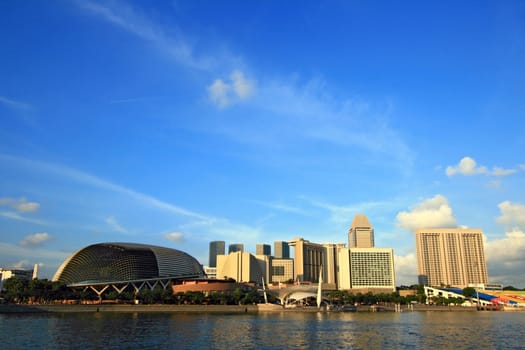 Esplanade Singapore skyscrapers and building with beautiful sky