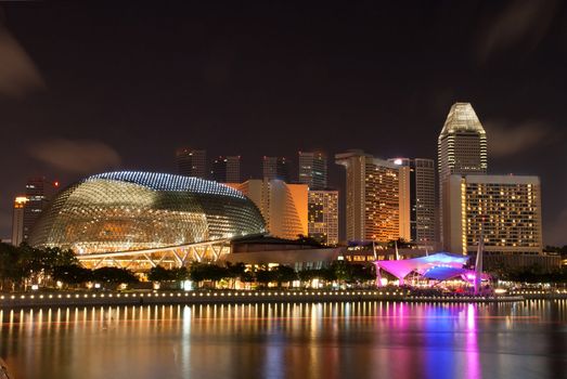 Esplanade Singapore skyscrapers and skylines building at night