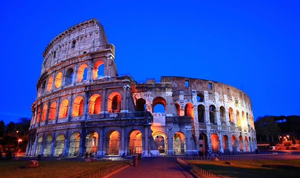 Colosseum at dusk, Rome Italy