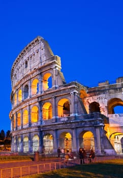 closeup of Colosseum at Dusk, Rome Italy