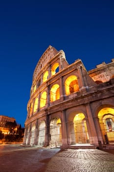 colosseum famous landmark of Rome Italy at night