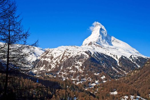 Landscape of Matterhorn Peak from Zermatt City, Switzerland