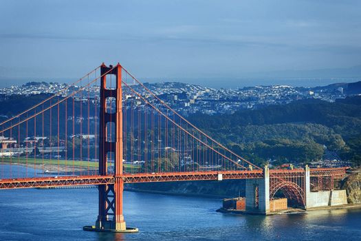 famous Golden Gate Bridge and downtown San Francisco 