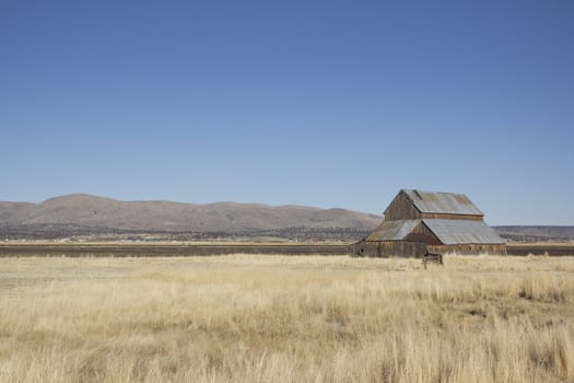 Old barn with blue sky