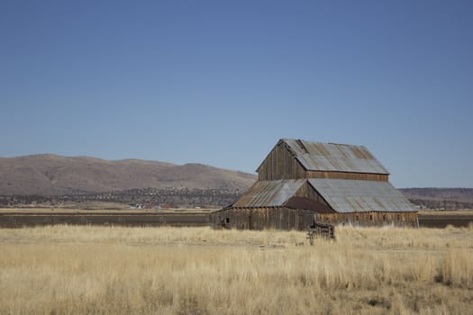 Old barn with blue sky