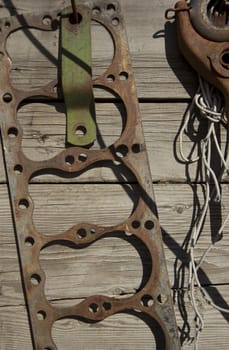 a hanging old rusty gasket.