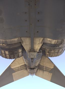 Tail of a military jet fighter plane