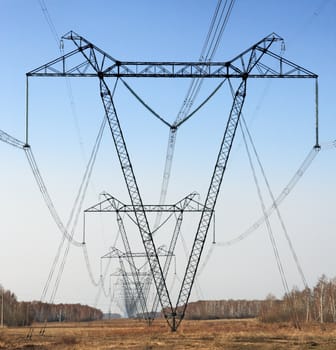 Transmission line on a background of the blue sky