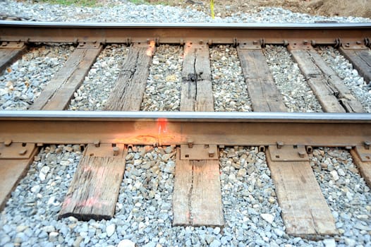 Railroad tracks in an isolated place.