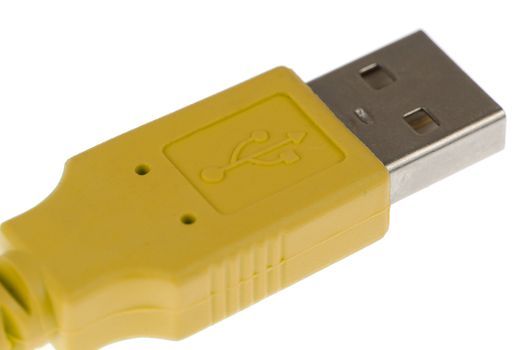 Yellow Computer USB 2.0 cable on an Isolated Background.