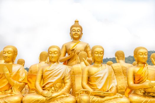 Golden Buddha at Buddha Memorial park , Nakorn nayok, Thailand.