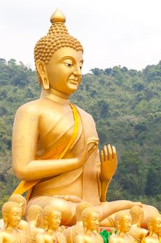 Golden Buddha at Buddha Memorial park , Nakorn nayok, Thailand.