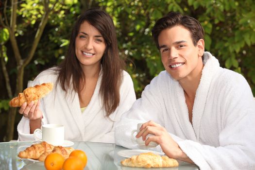 Couple having breakfast together