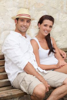 Couple sat on bench