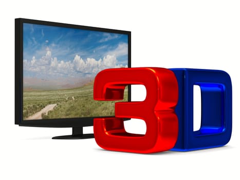 TV on white background. Isolated 3D image
