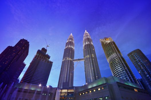 Capital city Kuala Lumpur in Dusk hour, Malaysia
