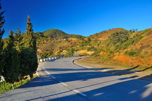 view from the mountain road leading over the city malaga