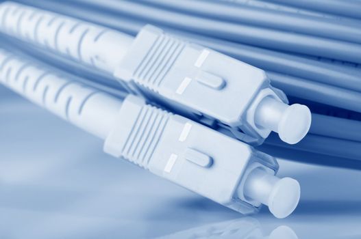 Close up on Fiber optic cables