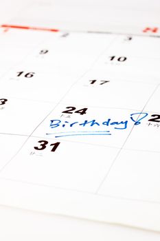 Birthday on calendar