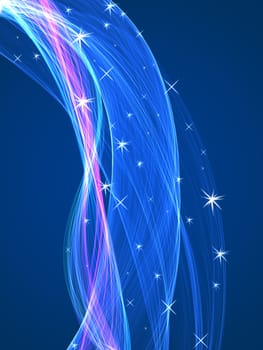 abstract blue  background with flame and stars 