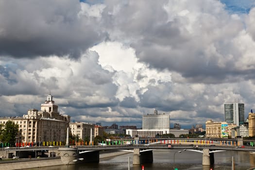 Moscow River and White House in Moscow, Russia