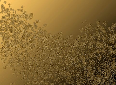 Abstract golden illustration depicting many pale flowers with metallic effect.