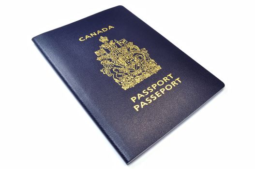 Photo of a Canadian passport, white background.