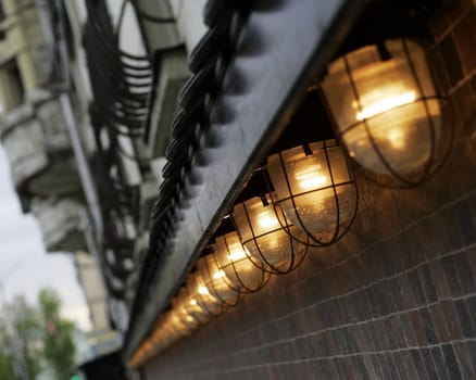 The image of many lanterns on a building