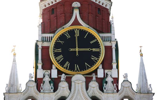 Hours with an exact times on the Kremlin tower in Moscow