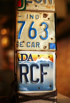 License plates of automobiles as design of restaurant