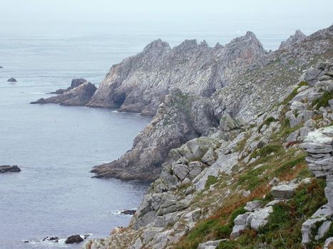 a beautiful seascape and landscape of rocks and coastline in Britanny, France