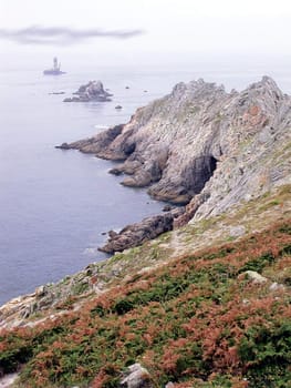 a beautiful seascape and landscape of rocks and coastline in Britanny, France