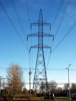 Power lines across the island of Montreal.