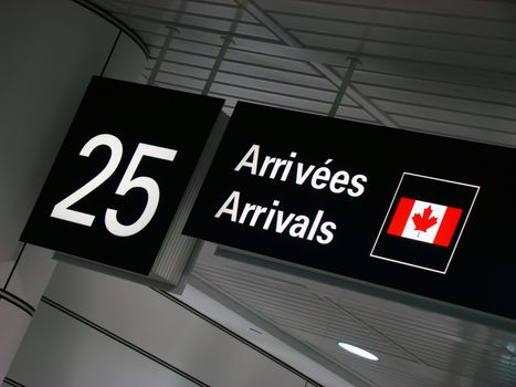 Canadian airport gate arrival sign