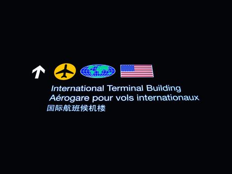 International Terminal Building sign at Canadian airport. 