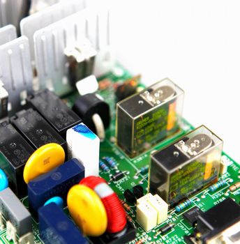 Close-up on computer circuit board.