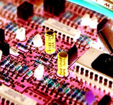 Close-up on computer circuit board.