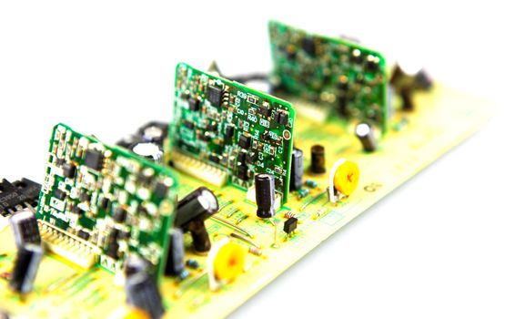 Close-up on computer circuit board.